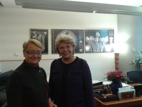 Henryka Bochniarz i Viviane Reding na spotkaniu w Brukseli